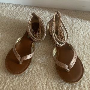Gold sandals with chains